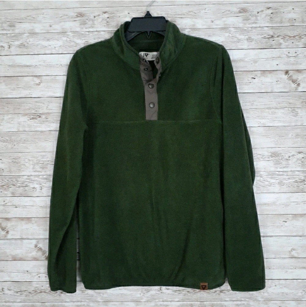 Liv Outdoor Mens Fleece Sweatshirt S 1/4 Snap Green 281 - Picture 1 of 5